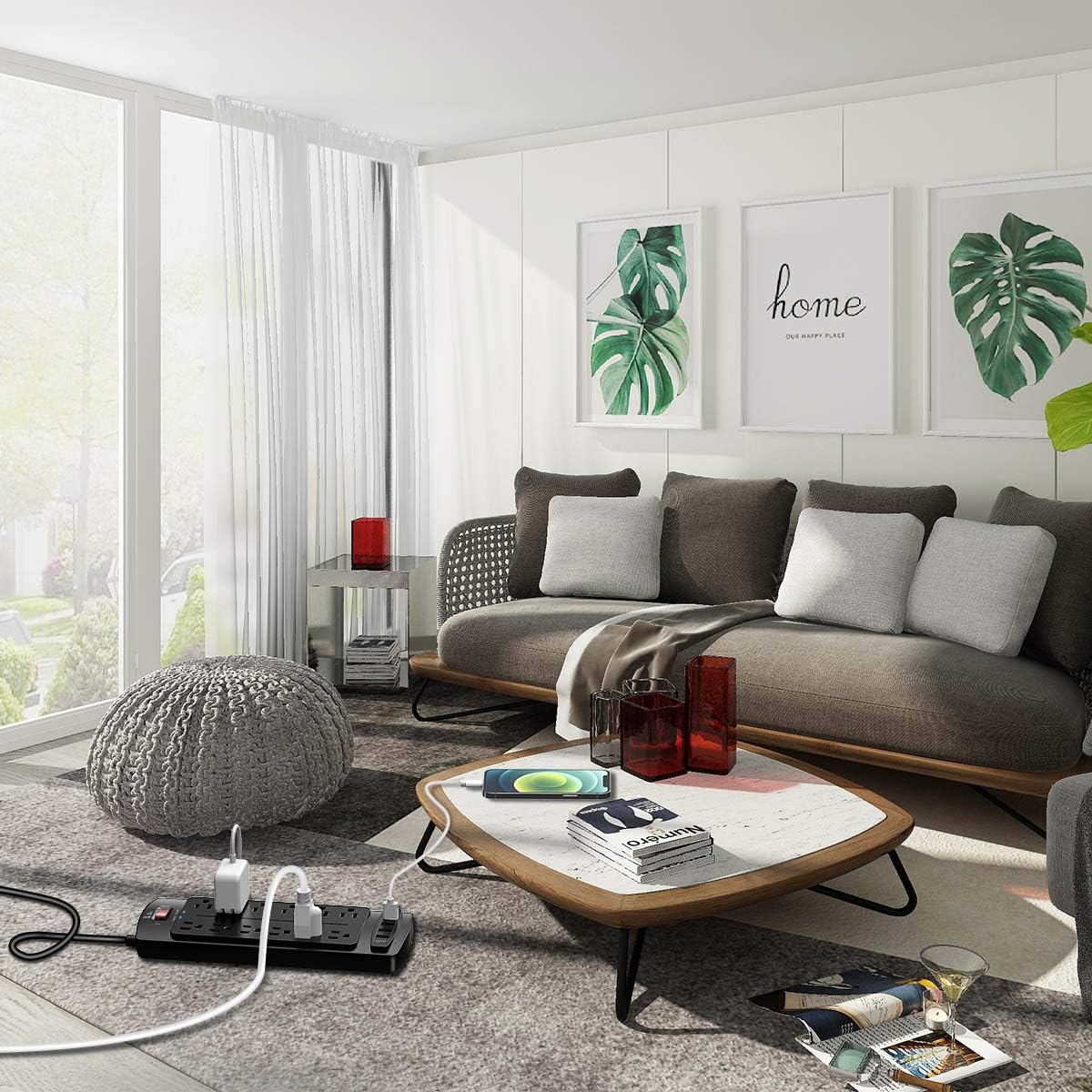 Power Strip, Tcstei Surge Protector with 12 Outlets and 4 USB Ports, 20 Feet Extension Cord (1875W/15A) for Home, Office, Dorm Essentials, 2700 Joules, ETL Listed, Black