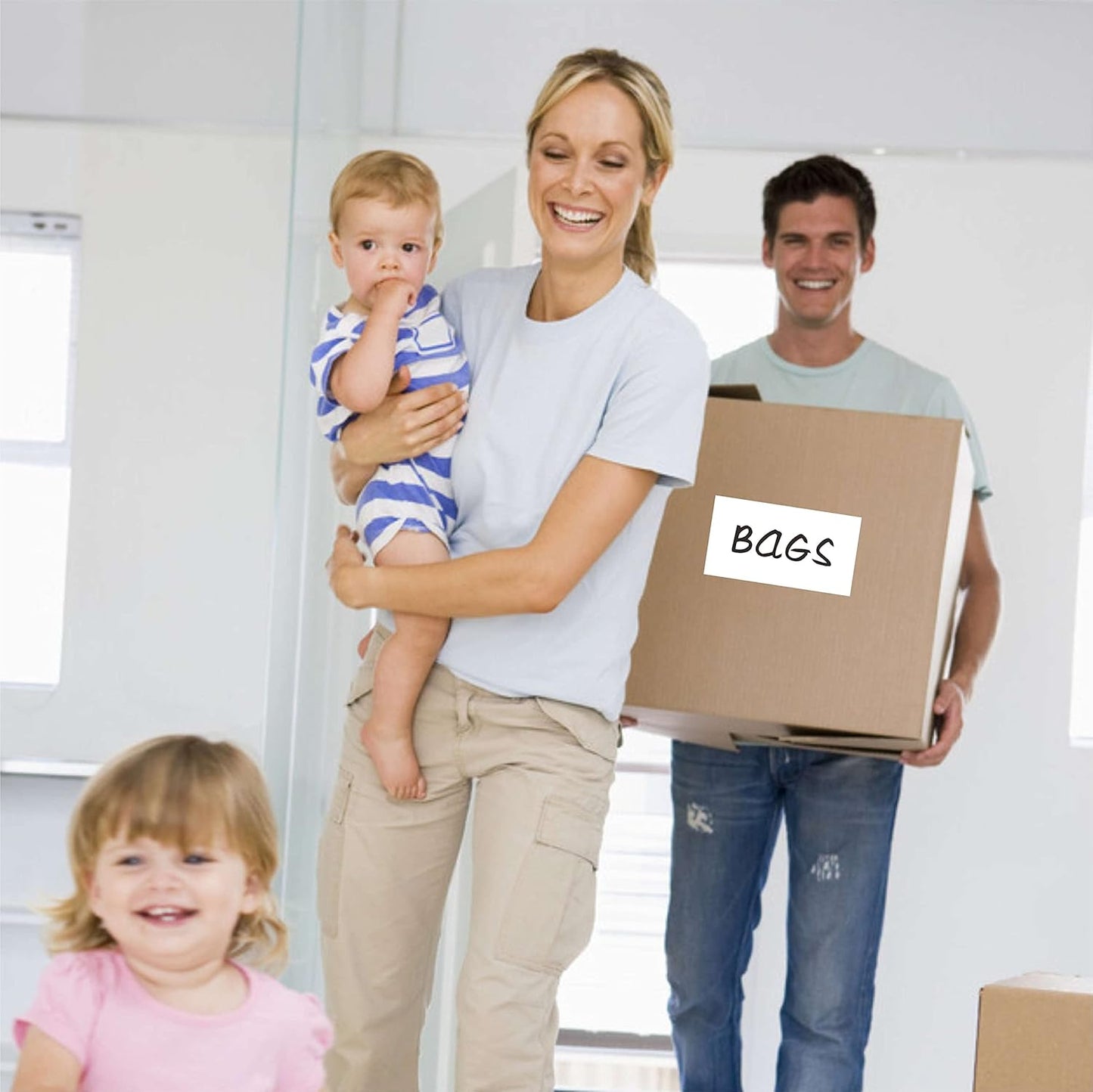 PARLAIM 3" x 5" Adhesive Color Cod Stickers,250 per Dispenser Box Roll Square Label Inventory Stickers (White)