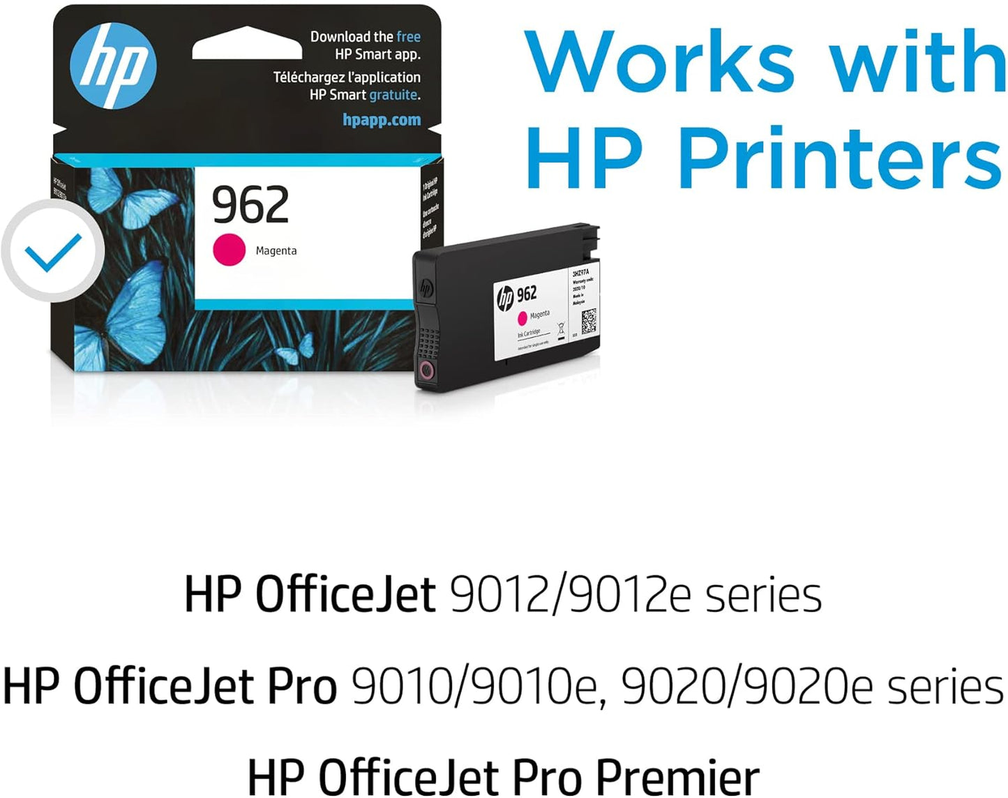 HP 962 Magenta Ink Cartridge | Works with HP OfficeJet 9010 Series, HP OfficeJet Pro 9010, 9020 Series | Eligible for Instant Ink | 3HZ97AN