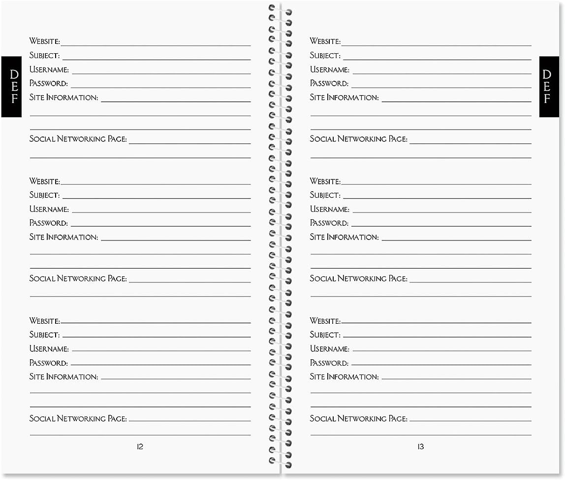Current Mary Engelbreit Password & PIN Keeper Book, 94 Pages, 5” x 8.5” Size Spiral Bound, Soft Cover Internet Organizer for Offline Website, Login, & Username Storage