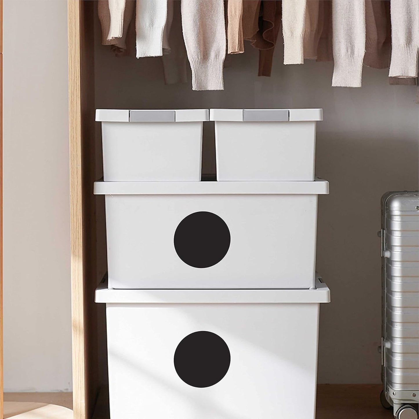 PARLAIM 3 Inch Round Color-Code Dot Stickers, 500 Color Coding Circle Labels per Roll Dispenser Box for Inventory, Black