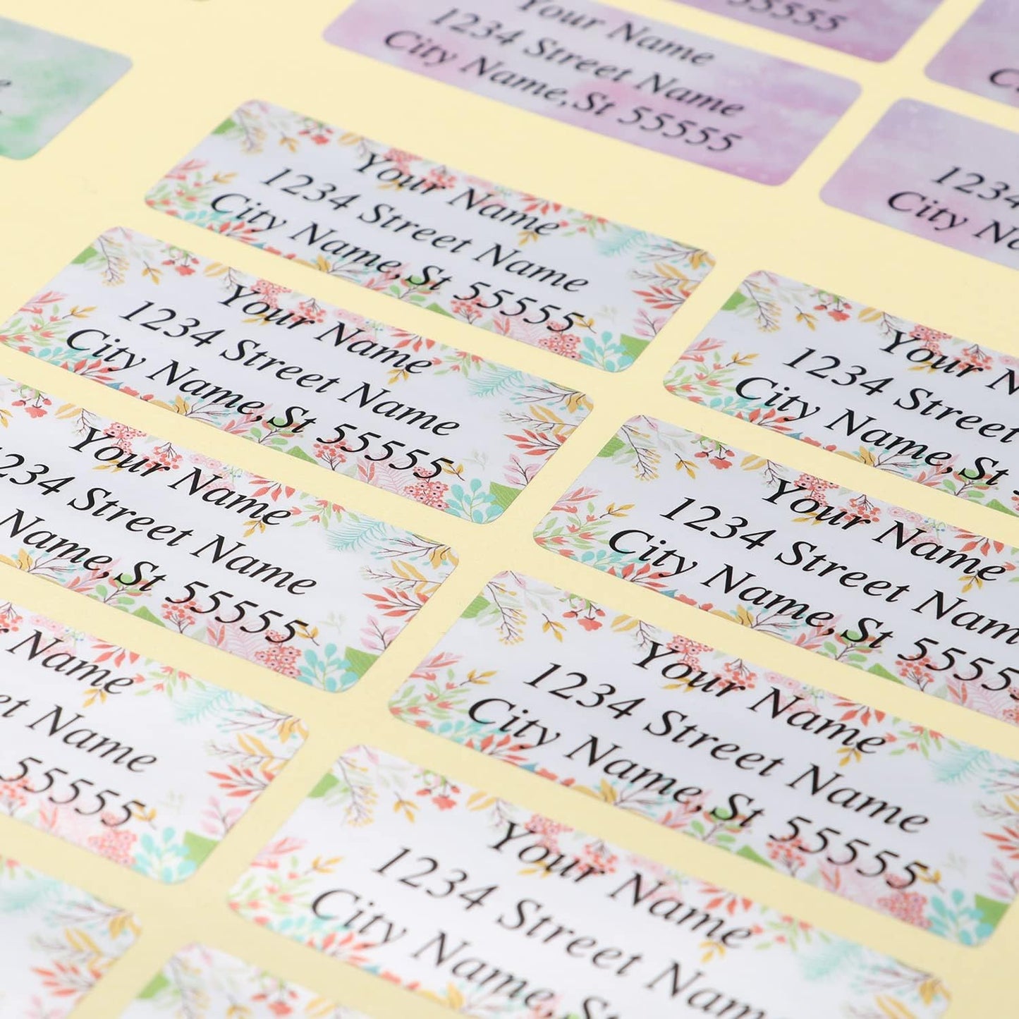 Personalized Address Labels - Custom Address Labels, Colorful Patterns, Set of 100, Matte Silver (2.6x1 Inch)