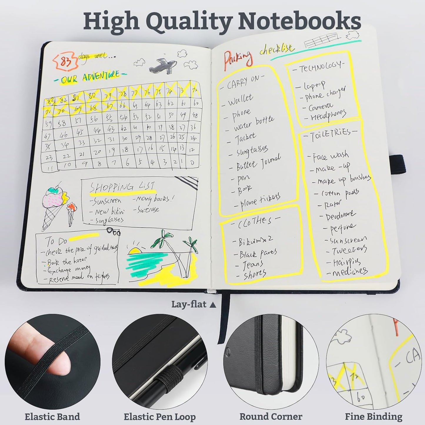 Blank Hardcover Sketch Book Notebook, A5 140 Pages 120Gsm Thick Journal for Drawing,School,Work,Diary，5.7''*8.3'',Turquoise