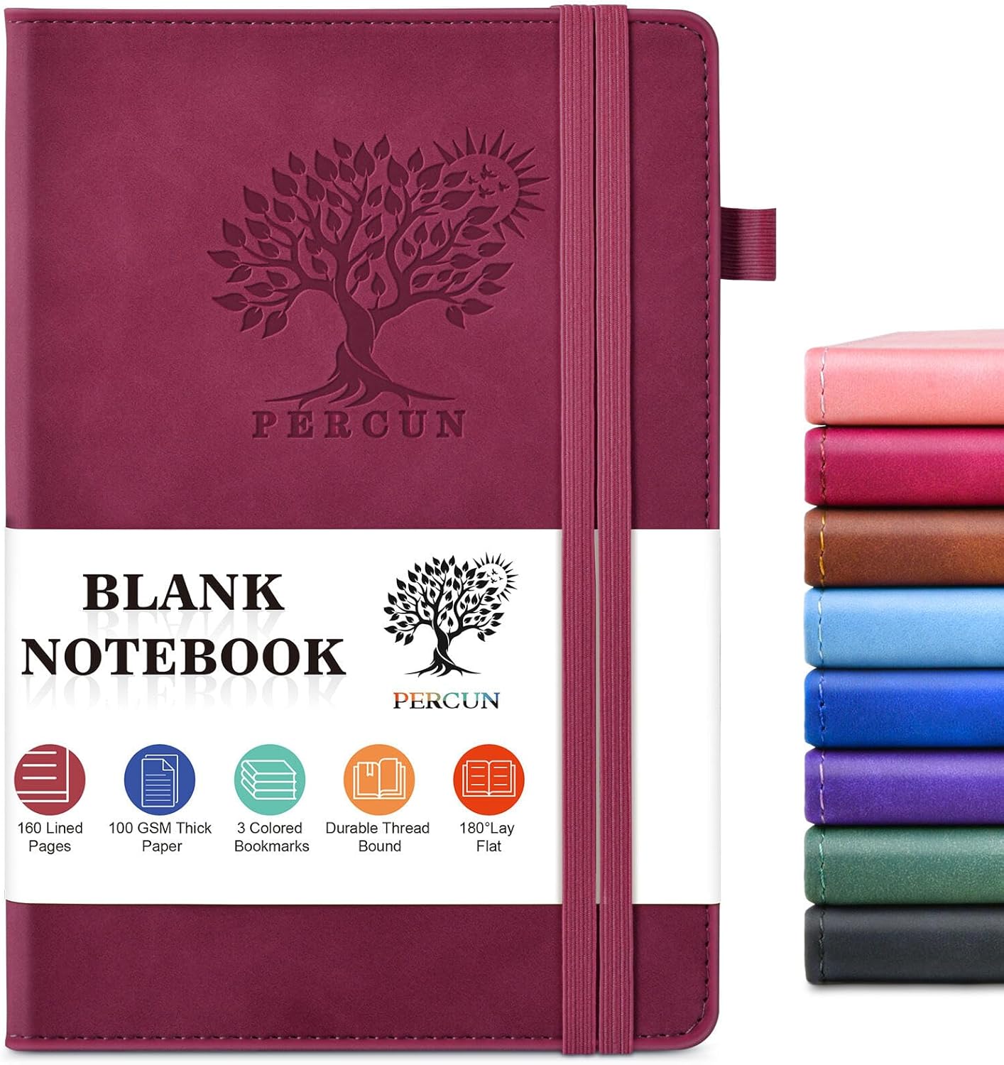 Blank Journal Ntebook for Men & Women, 160 Pages Blank Journals for Writing, Drawing,Sketch Book,5.9" x 8.5" Leather Sketchbook, Unlined Notebook for Work, School, Art - Burgundy