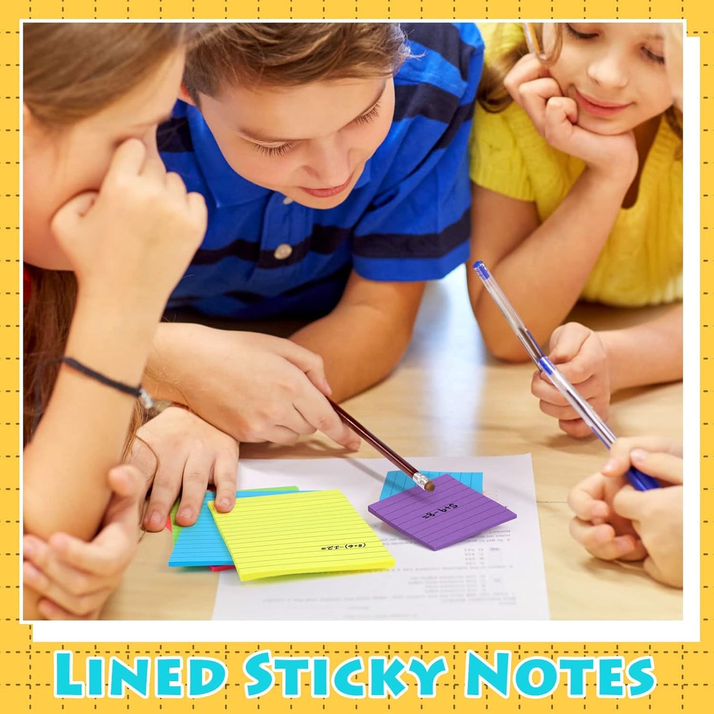 Yexiya 64 Pcs Lined Sticky Notes Self Stick Notes with Lines Bright Assorted Colors Sticky Pad for Home Office Products Post Memos, 1920 Sheets(4 x 6 Inch, 3 x 3 Inch,Vivid Color)