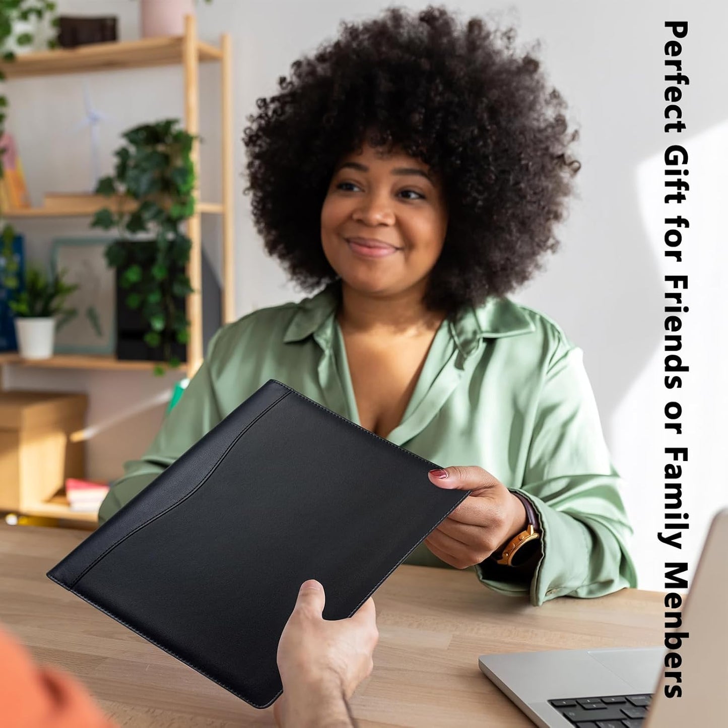 Portfolio Folder Padfolio with A4 Clipboard, PU Leather Portfolio Clipboard Business Binder Writing Clip Board Organizer for Legal Documents Business Card Men Women Black