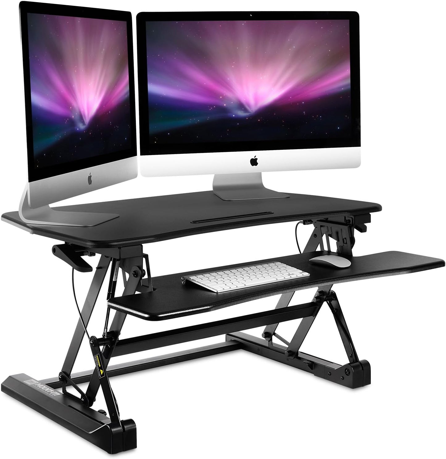 Mount-It! Standing Desk Converter with Keyboard Tray | 35" Adjustable Sit-to-Stand Desktop Riser for Dual Monitors and Laptops | Ergonomic Stand Up Desk Converter with Gas Spring | Black