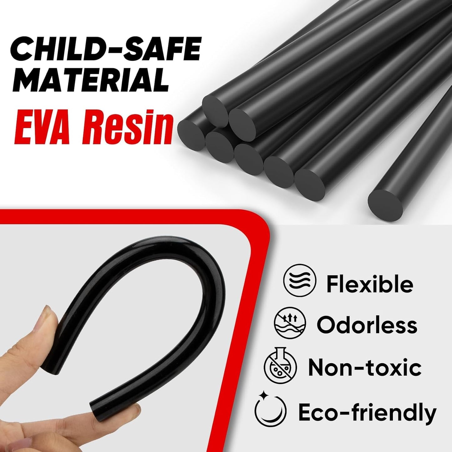 SHALL Full Size Hot Glue Sticks, 0.43” Dia x 8” Long, 100 Pack Black Glue Gun Sticks for All-Temp Glue Guns, Hot Melt Adhesive Glue Sticks Multipurpose for DIY Art Craft Sealing Repair Festival Decor