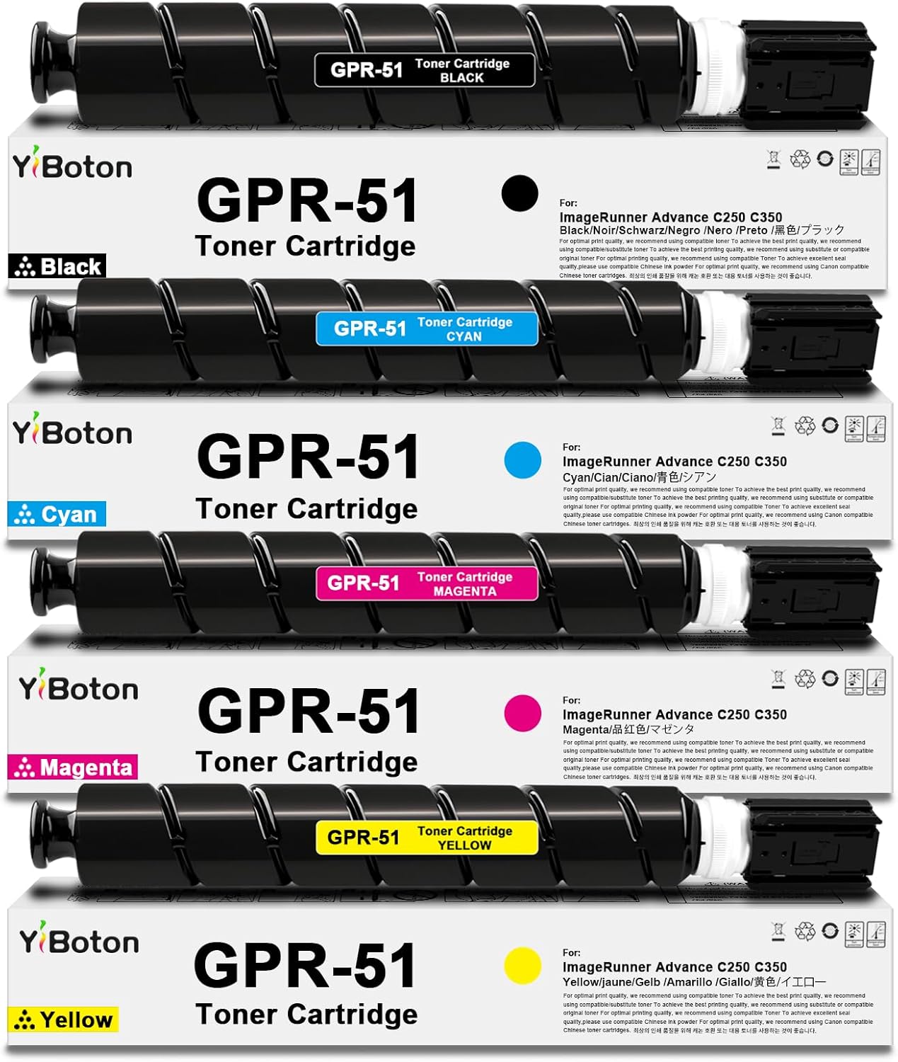 High Yield GPR-51 GPR51 GPR 51 Toner Cartridge 8516B003AA 8517B003AA 8518B003AA 8519B003AA Toner Compatible for Canon ImageRunner Advance iR-ADV C250iF C255iF C350iF C350P C355iF Printer