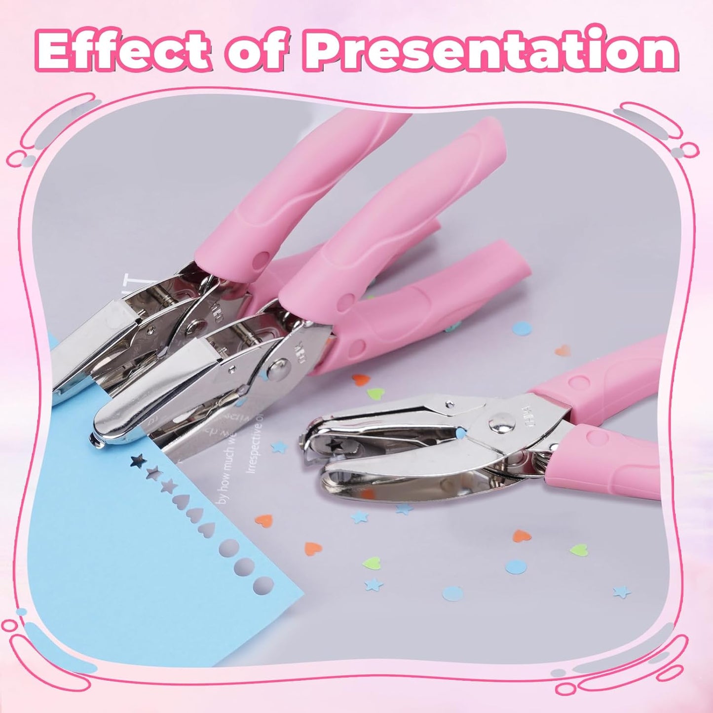 UCEC 3 Pack Hole Punch Shapes, Single Hole Punch,Mini Hole Puncher with Soft Grip, 0.2 Inch Star, 0.22 Inch Heart Hole, 0.25 Inch Circle Punch for DIY Craft Tag Clothing Ticket Scrapbook Tool