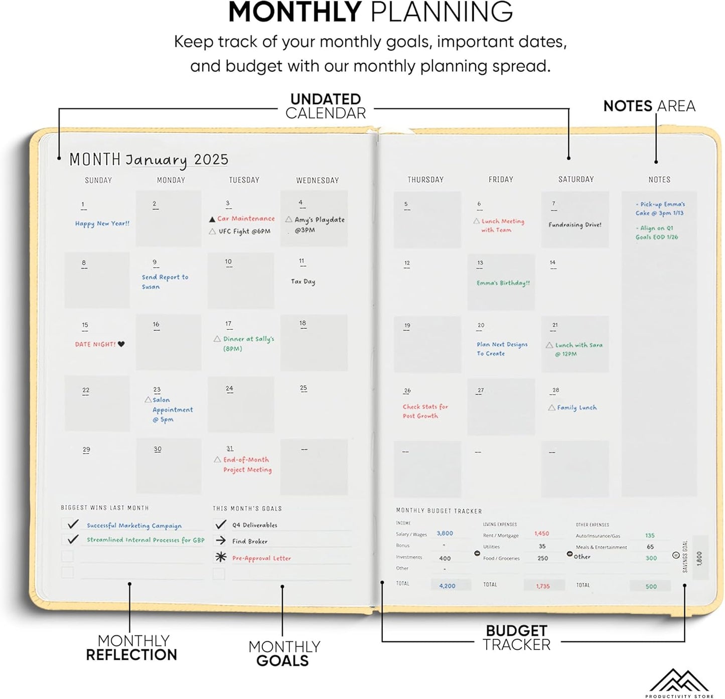 Undated, 2025 Planner, 8.5" x 11" - The #1 Productivity Planner to Achieve Your 2025 Goals - Planner 2025-2026 by PRODUCTIVITY STORE (A4, CREAM)