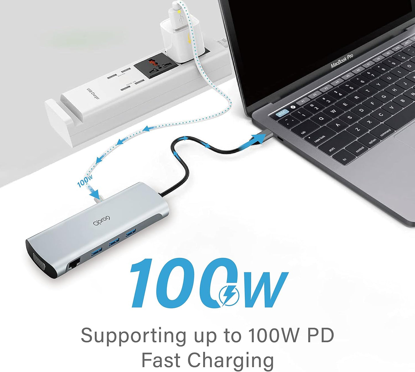 Opro9 10-in-1 USB C Hub Multiport Adapter, Laptop Docking Station Dual 4K HDMI / 1080P VGA, USB 3.0, PD 100W, Gigabit Ethernet, SD/TF Card Reader, 3.5mm Audio Jack, for Windows & MacBook PC, Laptops