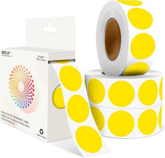 Yellow 1 Inch Round Color Coding Labels with 4000 Dots, 4 Rolls - Bright Color Dot Stickers for File Folders, Inventory System - Highly Visible
