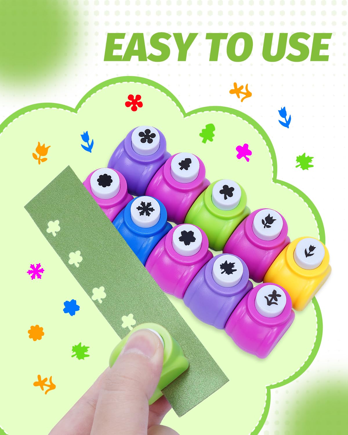 UCEC 10PCS Flower Hole Punch for Kids, Paper Punch Shapes for Crafting, Shape Cutters for Paper Crafts, Tiny Hole Puncher Single Adults Nail Art Tag Cards Stamp Thanksgiving Decorations Fun Punches