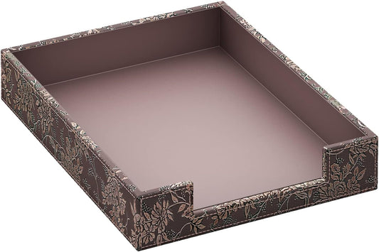 Leather Letter Tray, THIPOTEN Elegant Desk Organizer for Office Supplies, Mail, Paper, File, Magazine, Perfect Office Organization for Desktop(Retro)