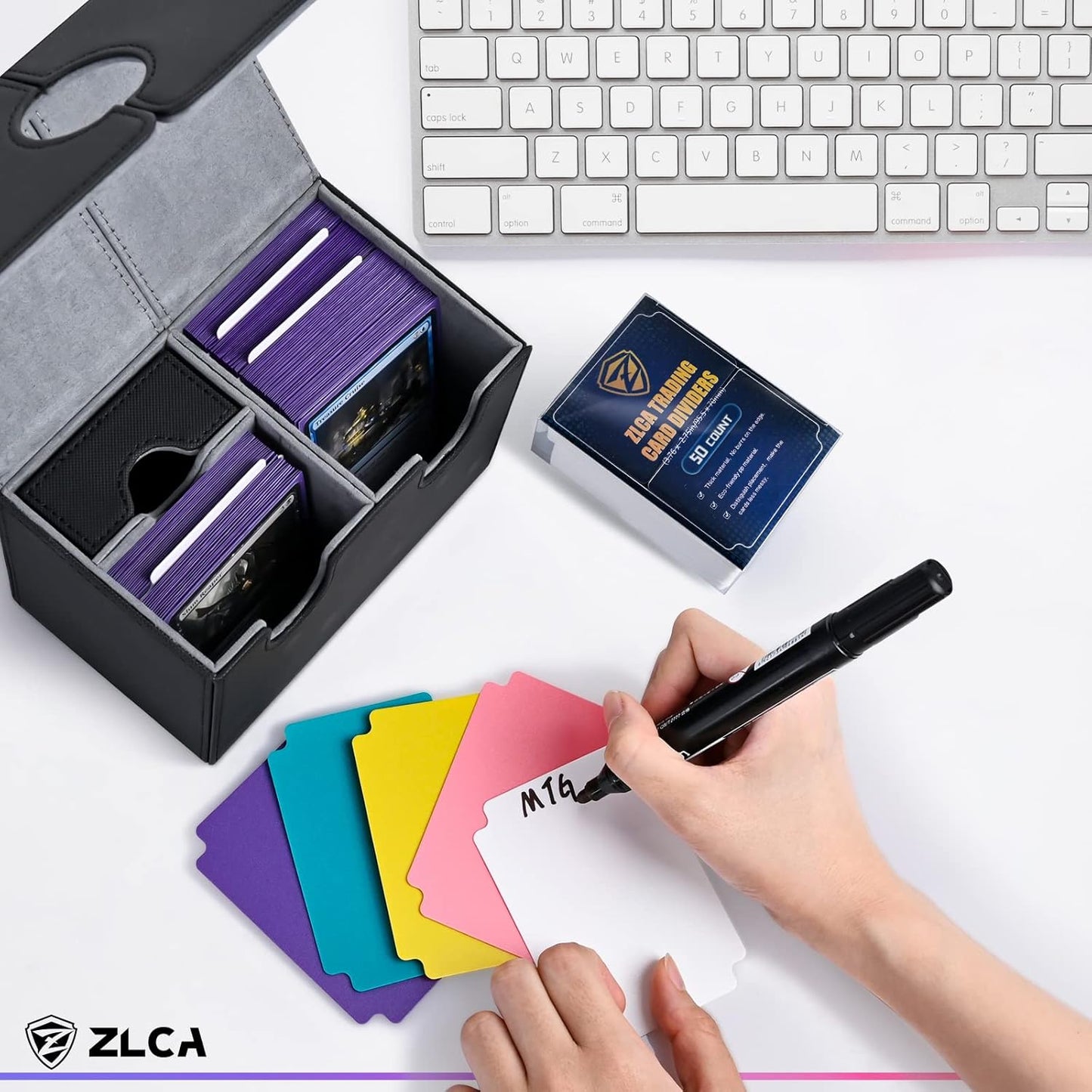 ZLCA 50-Piece Trading Card Dividers with Tabs, Plastic Separator for Storage Box Folder and Games - Baseball, Sports Card, 2.75 x 3.76 Inch (White)