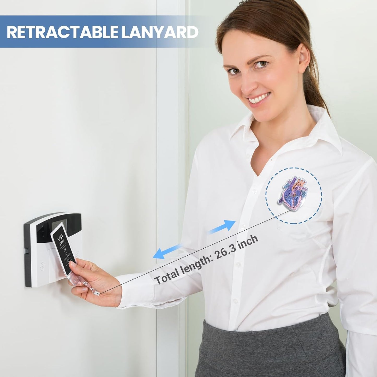 Cardiac Badge Holder Anatomy Funny Nurse Name Tag Holder Heart Retractable Reel ID Card Clip Pediatrics Nursing Badge Clips Medical Assistant for Doctor Student Teacher Office Clinic