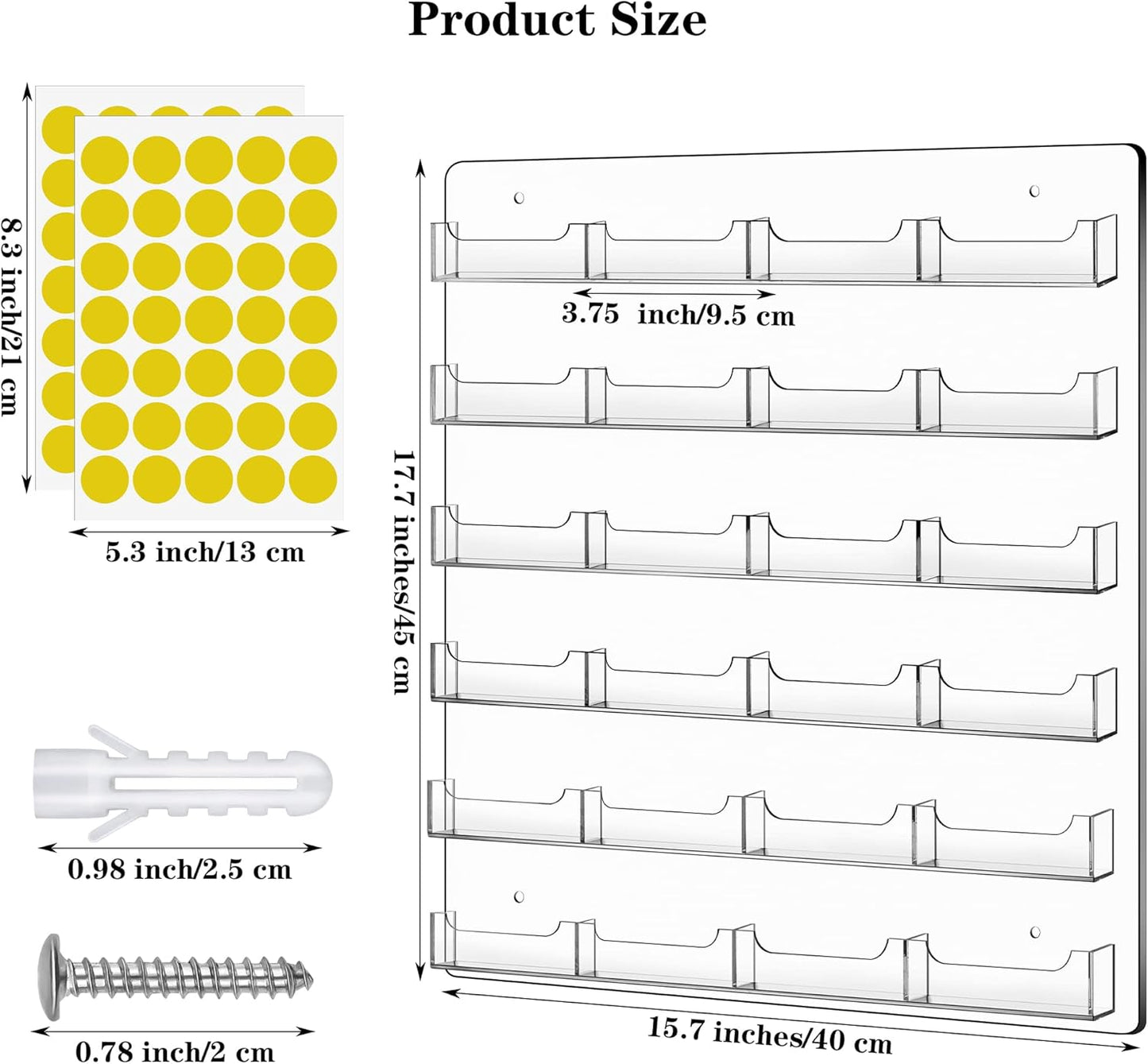 TURSTIN Business Card Holder Wall Mount Clear Sticker Display Marketing Holder Acrylic Business Card Stand Multi Pocket Rack Organizer Space Saver for Home Office (24 Pockets)
