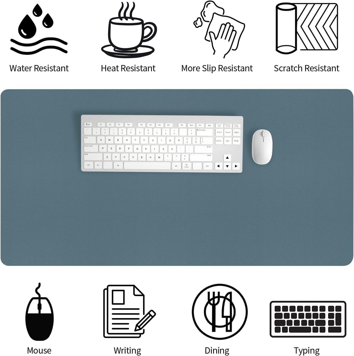 Bloss Light Blue Desk Mat 31.5x15.7, Desk Matt for Desktop, Waterproof Large Desk Mat, Computer Mat for Office/Home/Decor