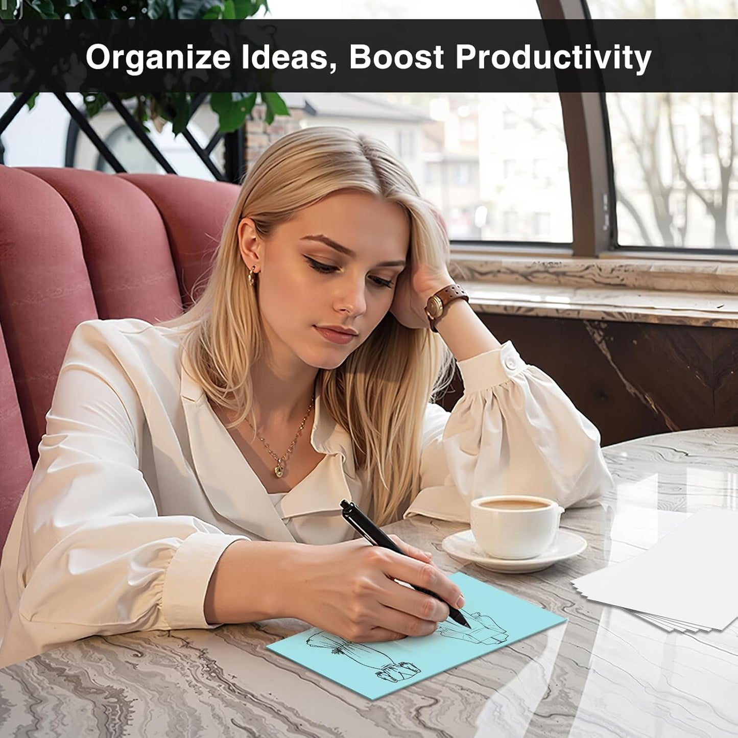 300 Count Blank Index Cards 3x5 Inch Blue Flash Cards Colored Cardstock, Unruled Note Cards Study Card Portable Learning Flashcards Ideal for Note Taking, Art Sketching, Office & School Supplies