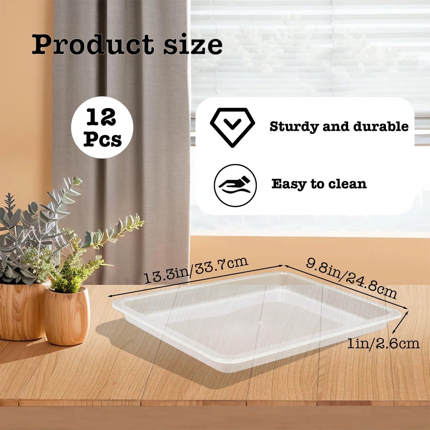 Plastic Art Tray, 12 Pcs Activity Trays Craft Organizer Trays Stackable Activity & Craft Organizer Trays for Kids Classroom Storage, Home & Office Projects,Art Tray,13.4" x 9.8" x 1" (Clear)