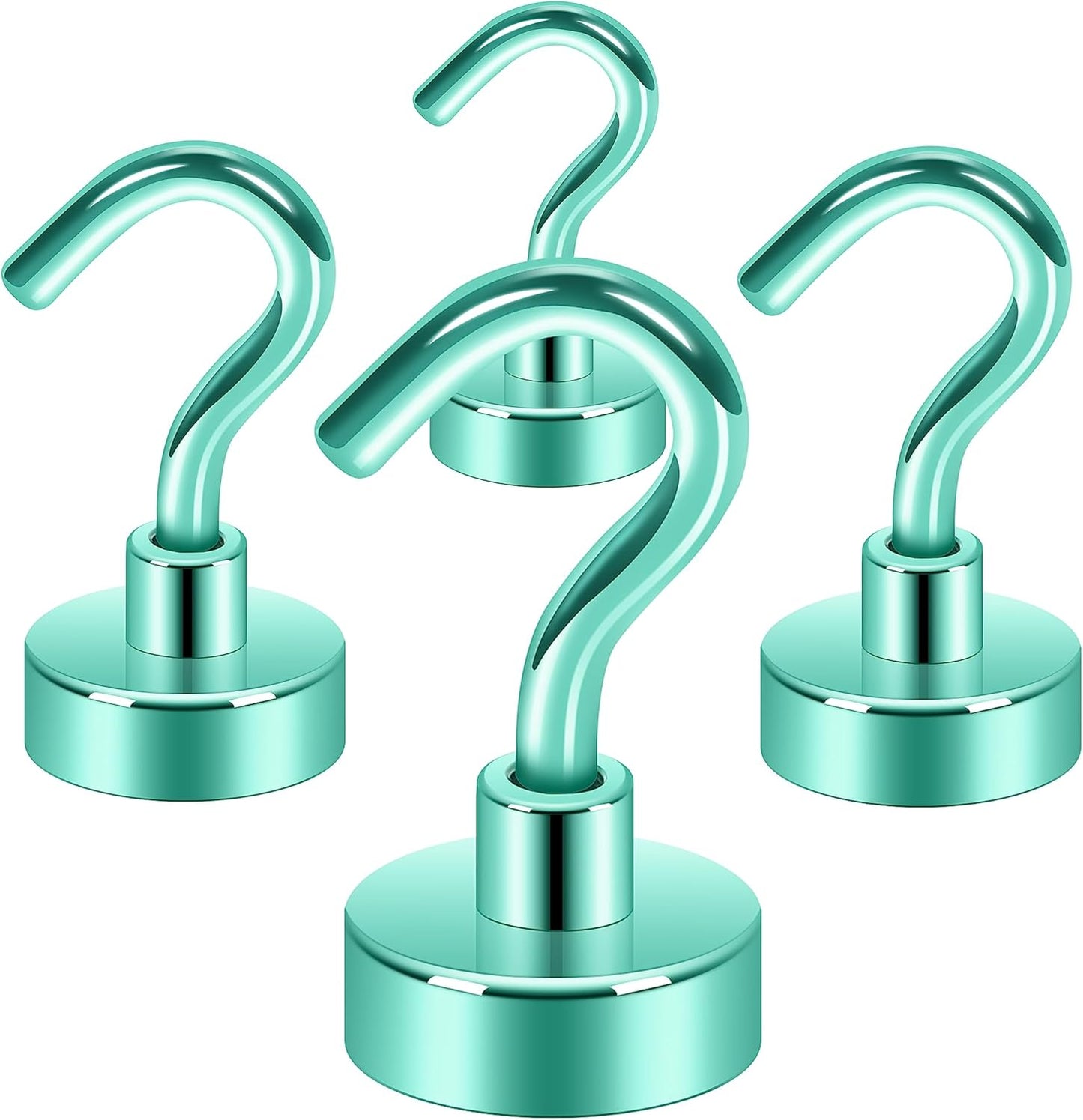 Neosmuk Green Magnetic Hooks,30lb Heavy Duty Earth Magnets with Hook for Refrigerator, Extra Strong Cruise Hook for Hanging, Magnetic Hanger for Curtain, Grill (Green, 4 Pack)