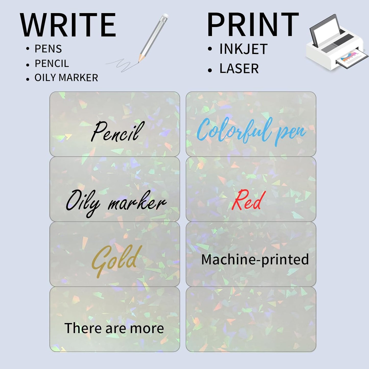 STARLIBOO Transparent Stickers Labels - 2" x 4" Clear Address Labels Mailing Stickers for Laser/Inkjet Printer 8.5"×11"- 200 Labels (Clear Holographic)
