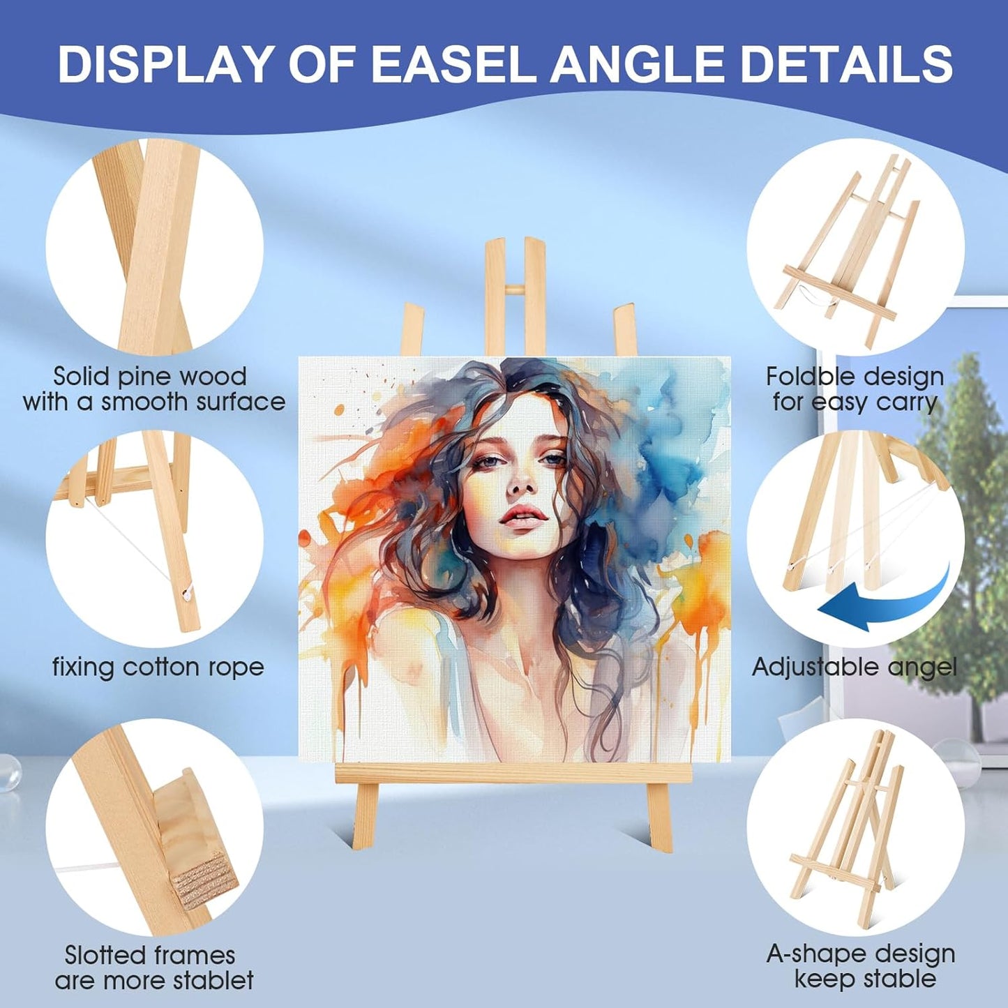 ESRICH 8 Pack 11.8" Wood Easels,Tabletop Easel for Painting,Painting Party, Displaying Canvases, Kids Student Table School Desktop, Portable Canvas Photo Picture Sign Holder