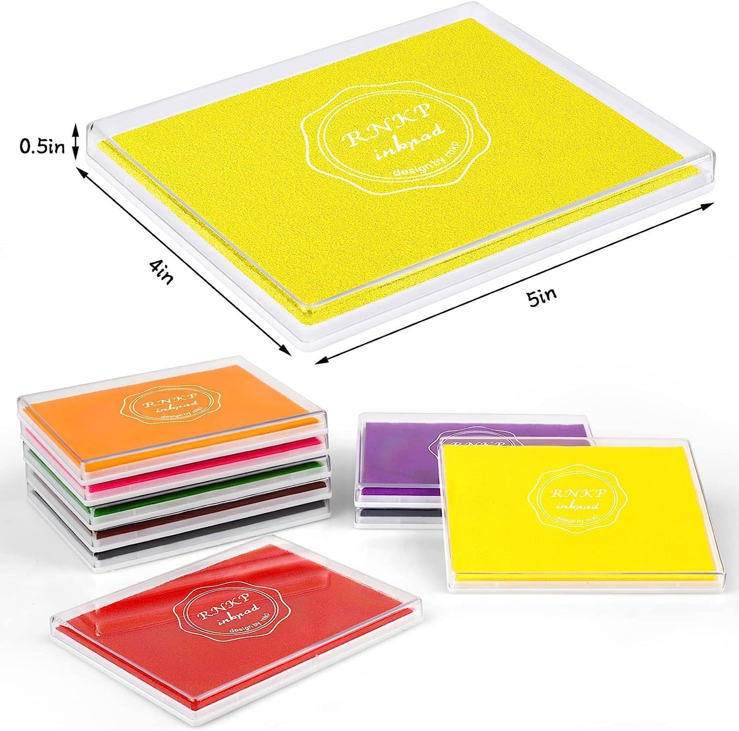 MOYBMG Large Yellow Permanent Ink Pad for Rubber Stamps, 5x4 Inch, Kids Non-Toxic Safe Ink Pad, Paper Wood Fabric