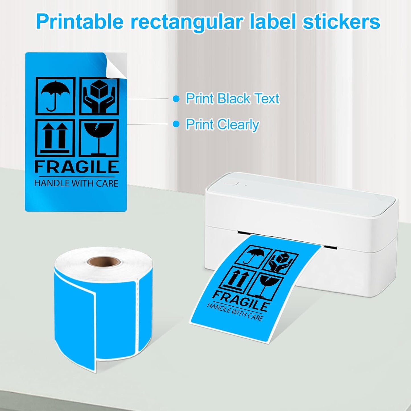 3 X 5 Inch Printable Rectangle Color Coding Labels, 300 Per Roll Adhesive Color Coding Stickers for Bar-Codes, Address, Small Business Labeling, Inventory, Fluorescent Blue