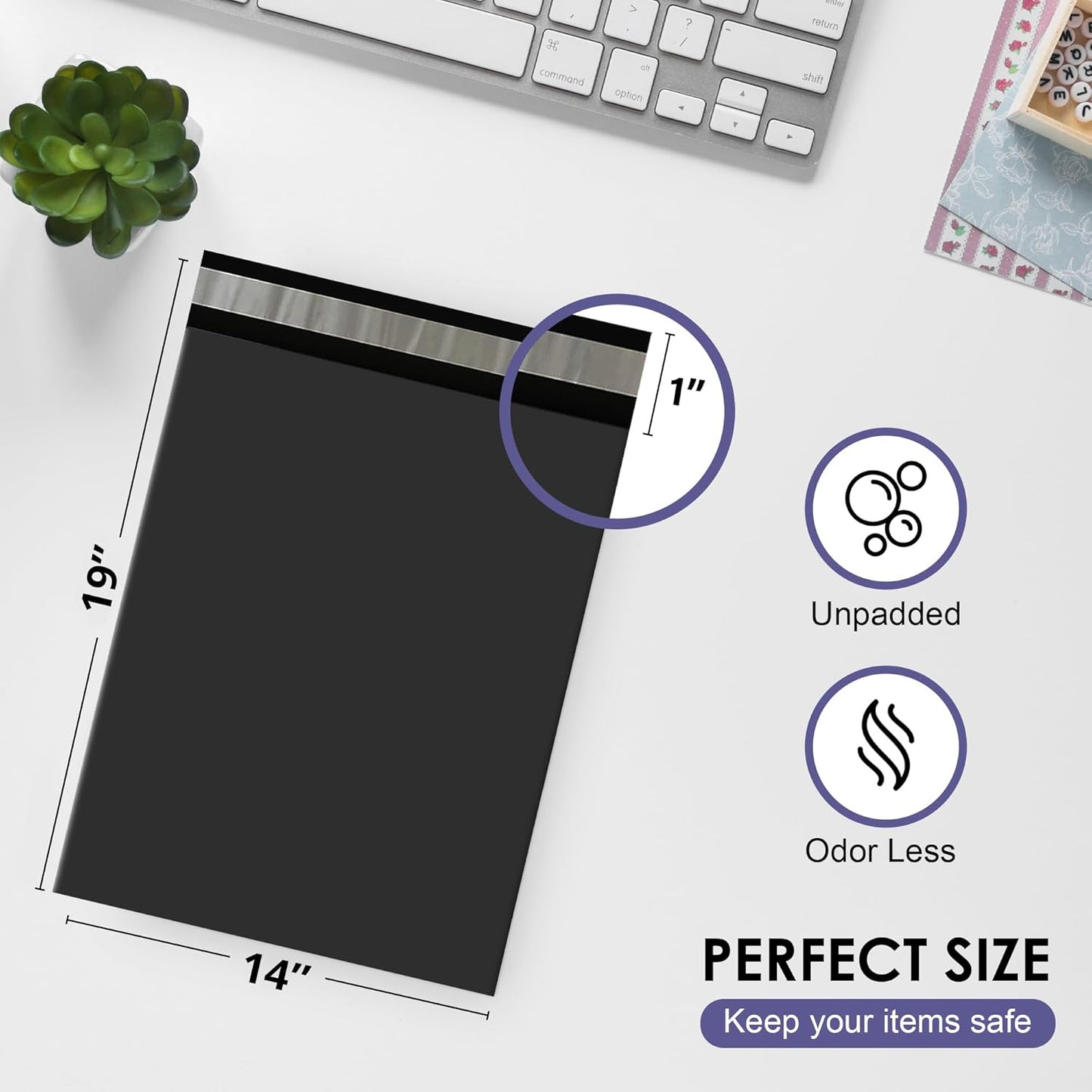 Black Large Poly Mailers 14.5x19 Inch | Strong Adhesive Self-Seal Mailer Bag | Tear, Tamper, Water Resistant Shipping Envelopes | Thick Strong polymailer Bags | Clothing Shipping Bags | 500 Pcs Bulk