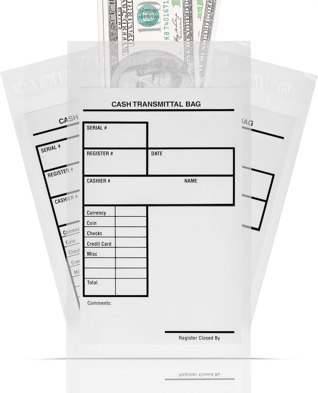 Tamper Proof Bank Deposit Bags - Self-Adhesive Seal, Write-On Surface, 6"x9" Clear Plastic Cash Envelopes | Pack of 500