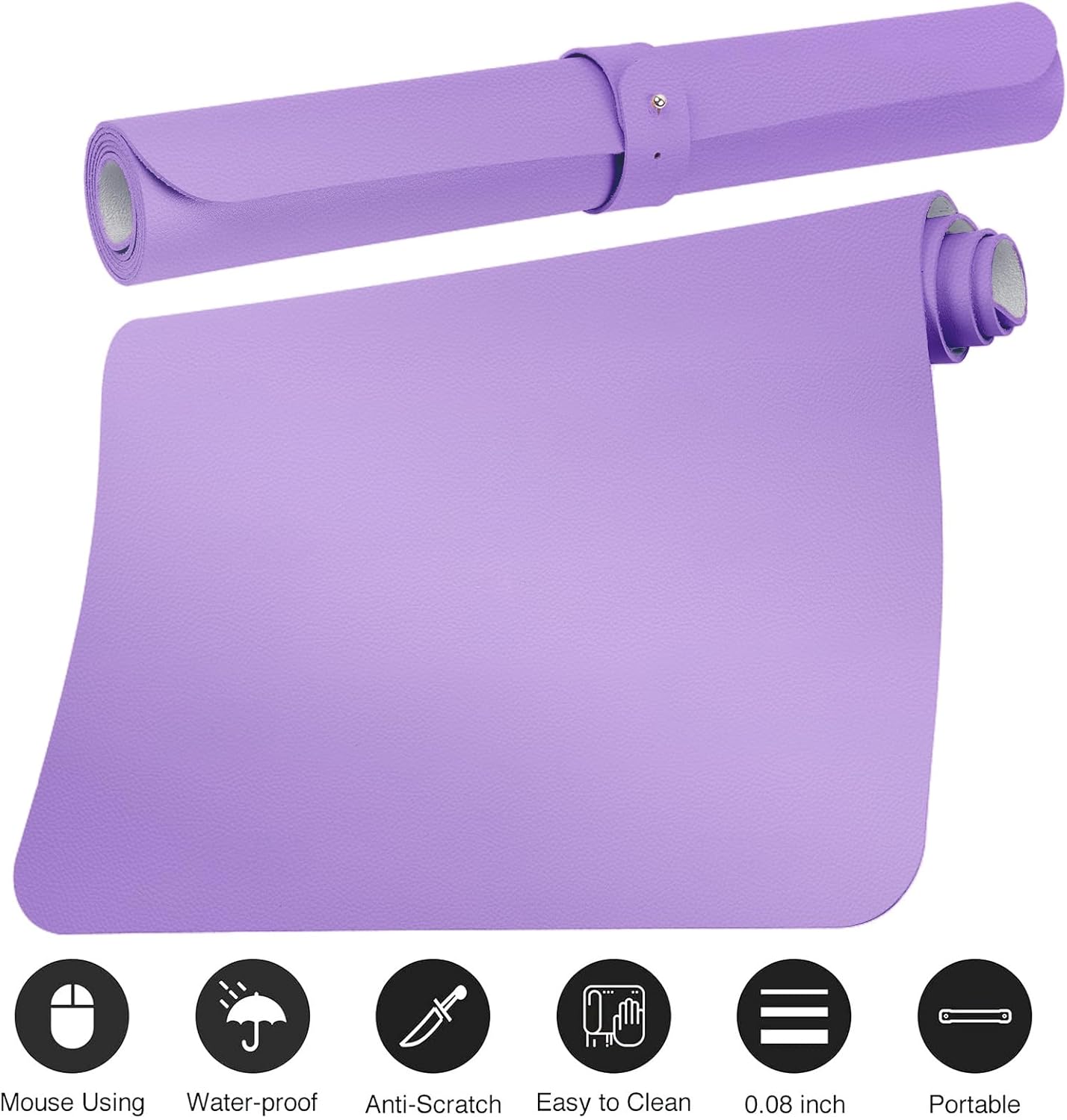 Boutilon Leather Desk Pad Protector,Non-Slip Mouse Pad,Laptop Desk Pad,Office Mouse Mat,Waterproof Leather Desk Blotter,Desk Writing Pad for Office and Home (XXXL-Purple,47"x 24")
