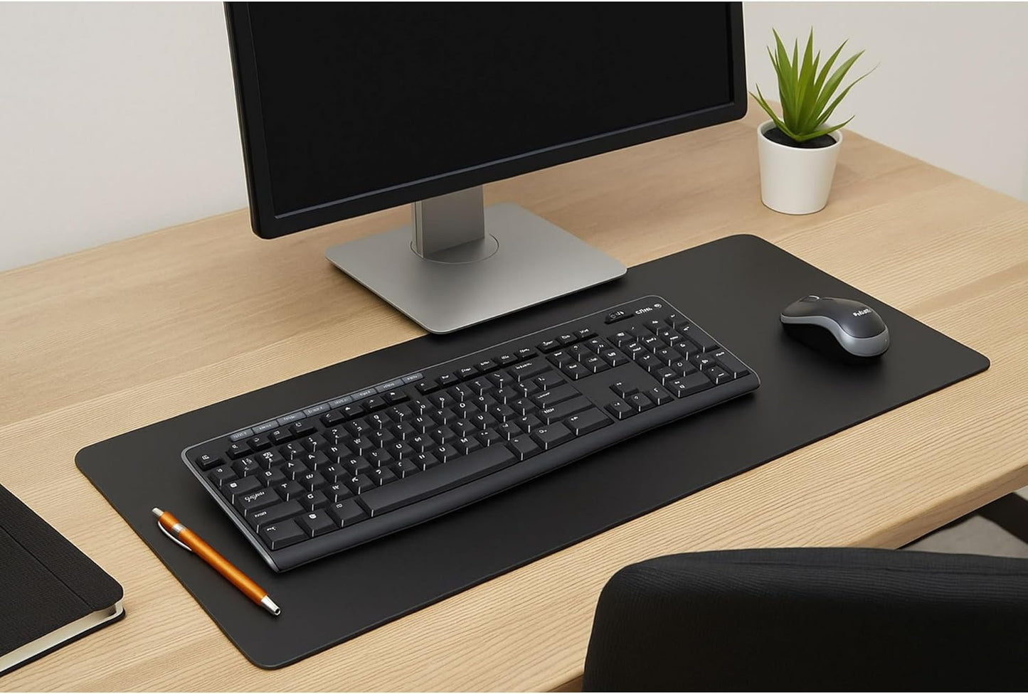 Dacasso Black Leatherette 30" x 12.5" Keyboard/Mouse Desk Mat