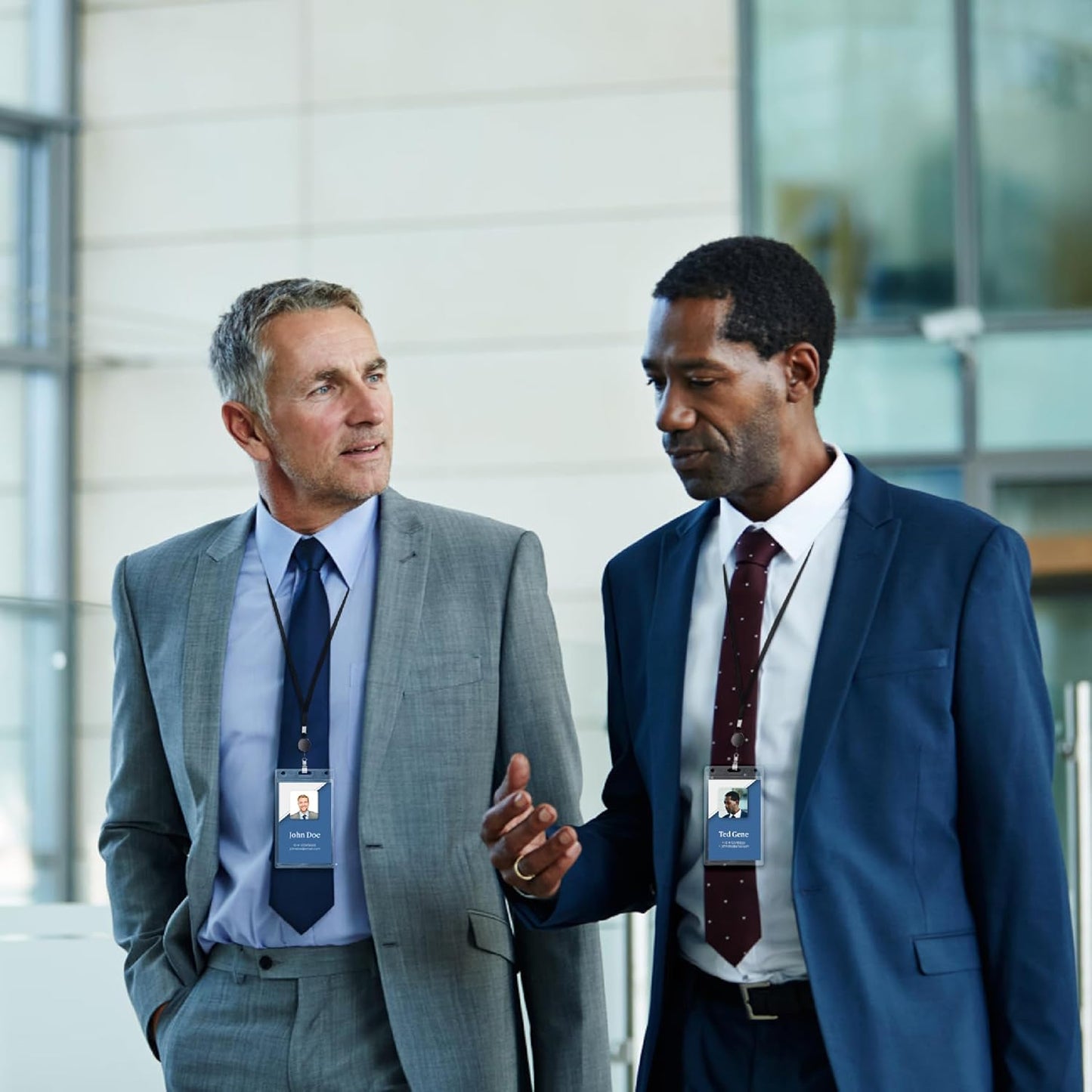 Will Well Vertical Badge Holder for Lanyards and Keyrings - Hard Transparent 4.13" x 2.44" Protector for IDs, Cards, and Cash, Fits in Pocket, with 3 Mounting Holes for Easy Display - 6-Pack, Clear