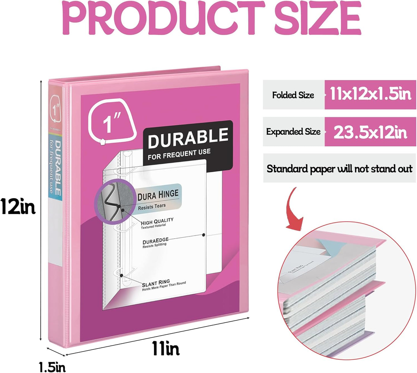 Zzrywuty Durable 3 Ring Binder, 1 Inch, Economy 4 Pack, Each Holds 225 Pages, D-Ring Presentation View Binders for Office, School, Home (Pastel Assortment)