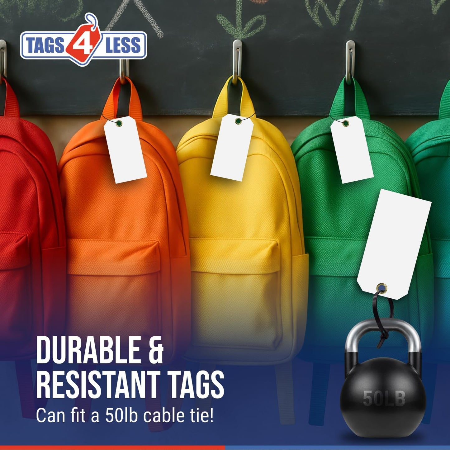 Tags 4 Less 15 Mil Waterproof Plastic Tags, Pack of 100 – 4” x 8” Heavy Duty Plastic Tags for Labeling, Outdoor Tagging, Equipment Labeling, Luggage, Valves & More (Orange)