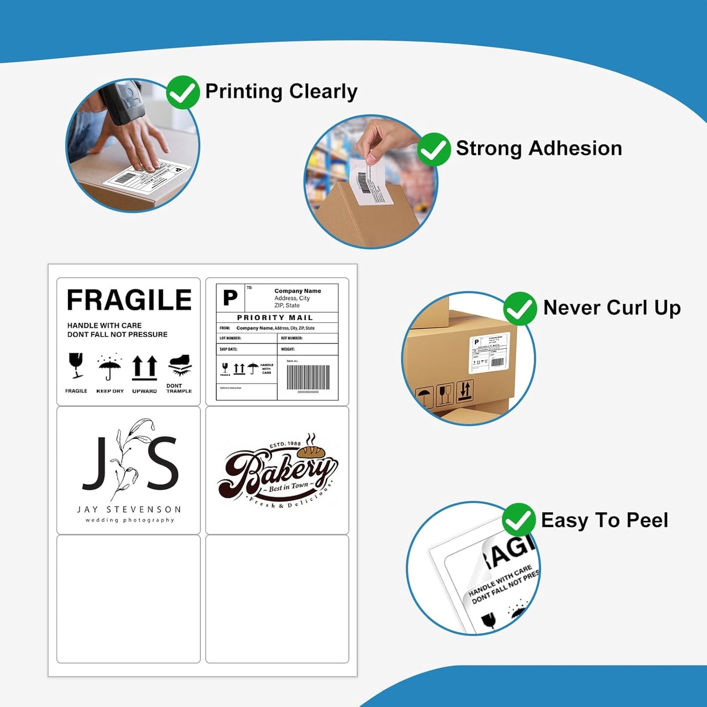 Printable Shipping Labels 3-1/3" x 4", White Blank Mailing Labels, Mailing Shipping Label（100 Sheet, 600 Labels）