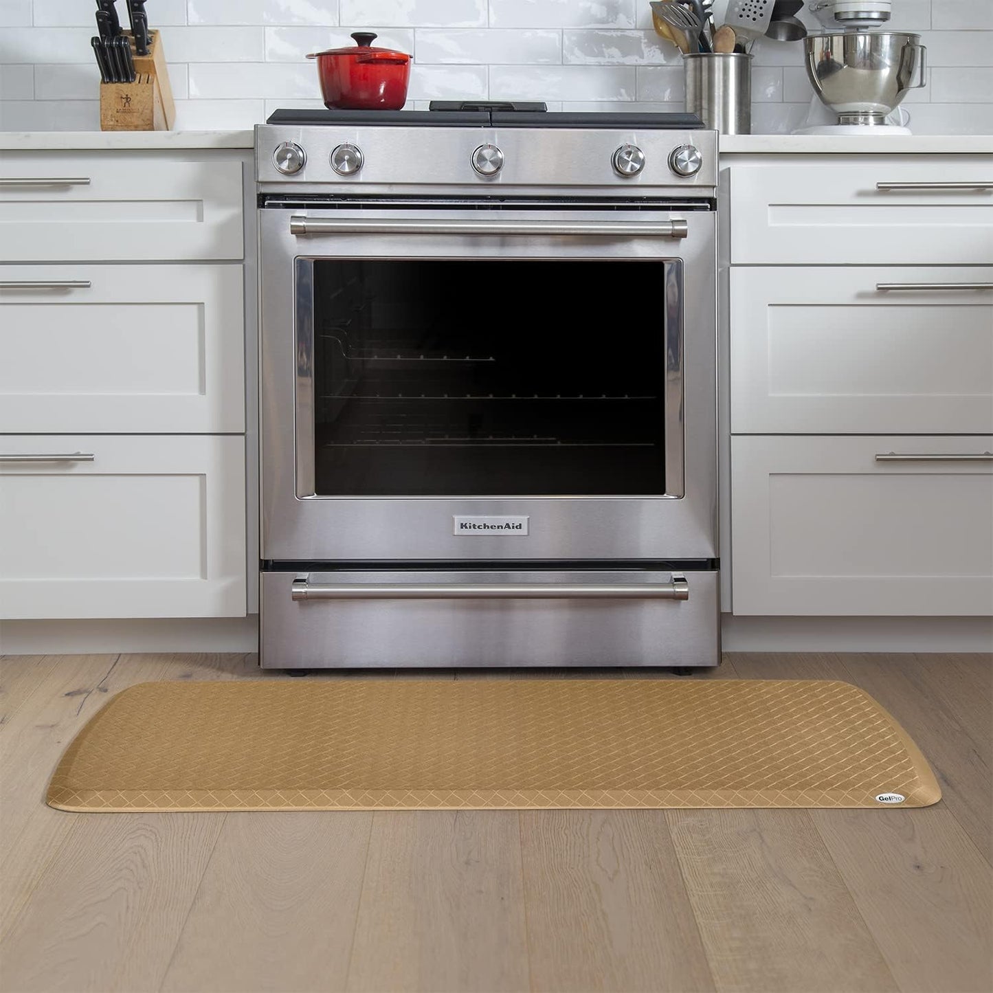 GelPro Elite Premier Gel & Foam Anti-Fatigue Kitchen Floor Comfort Mat, 20" x 48", Basketweave Khaki