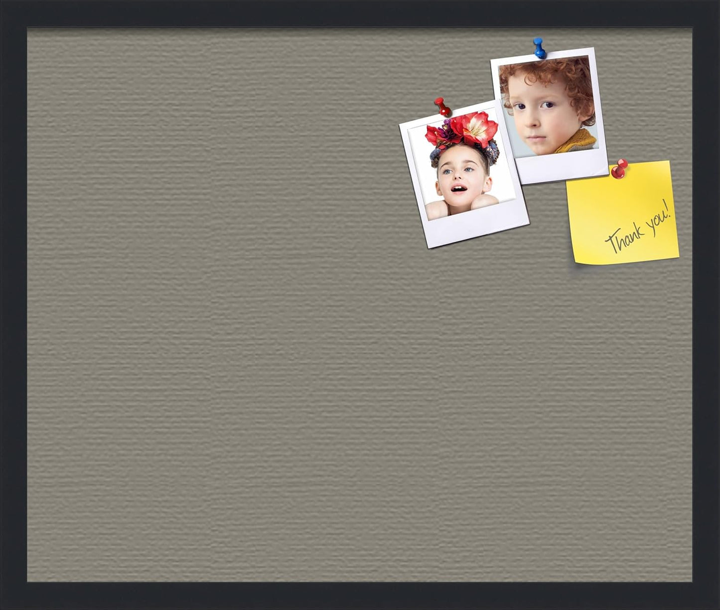 PinPix 24x20 Inch Cork Bulletin Board. This Decorative Framed Pin Board Comes with Pewter Design and a Satin Black Frame. Ideal for Home Office Decor or Message Board (PinPix-1812)