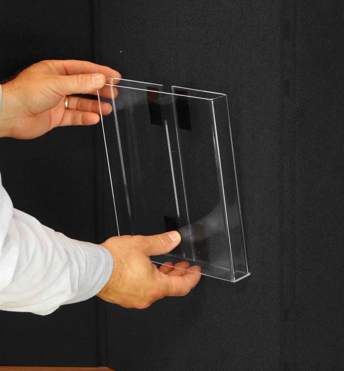 3-Panel Tabletop Display Board, 54 x 30 - Black and Gray Hook & Loop-Receptive Fabric, for Exhibitions and Trade Shows