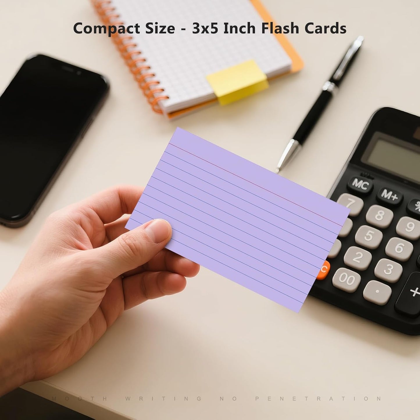 600 Count Index Cards 3 x 5 Inch Purple Lined Flash Cards Ideal for Studying and To-do-List, Portable Note Cards Taking for Students and Teachers, Flash Card Styled for Home, Office or School Use