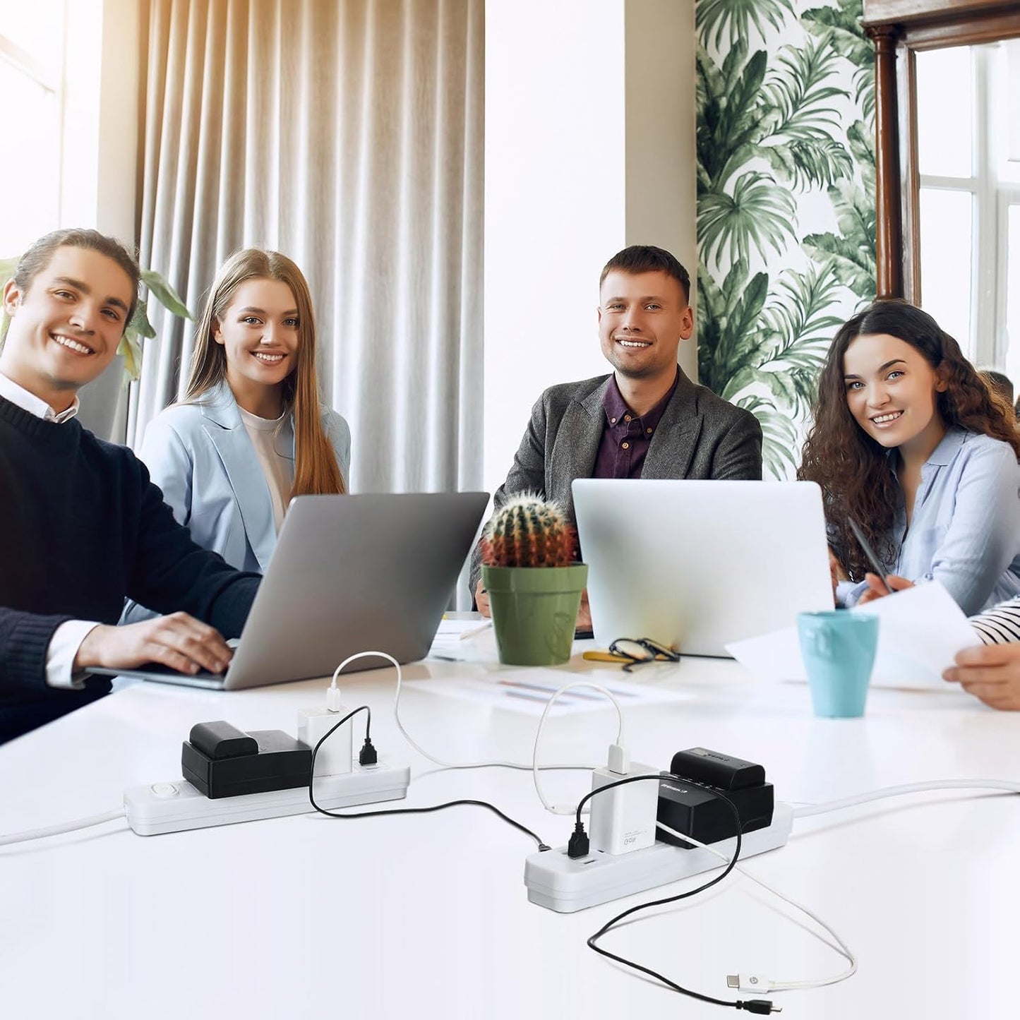 Kanayu 6 Pieces Power Strip Surge Protector with 5 Ac Outlets and 3 USB Ports, Heavy Duty Extension Cords Plug for Home Office Dorm(4.92 ft,White)