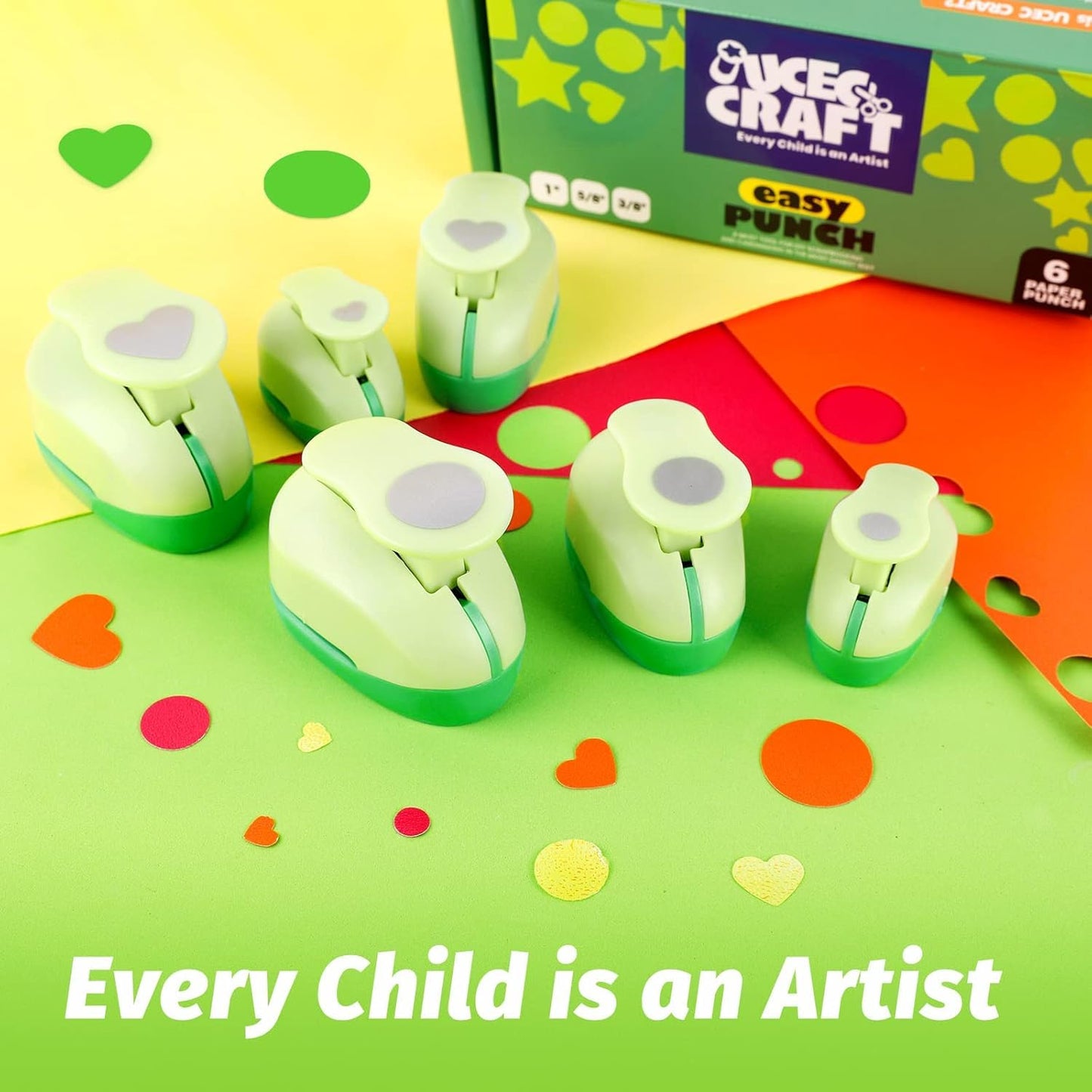 UCEC Heart Cutter 3 Pcs 1+5/8+3/8 Inch Hole Punch Heart Shapes Craft Punch Paper Cutter for Crafting, Puncher for Valentine's Day Scrapbooking Greeting Card, DIY Albums Gift Tags Homemade Confetti