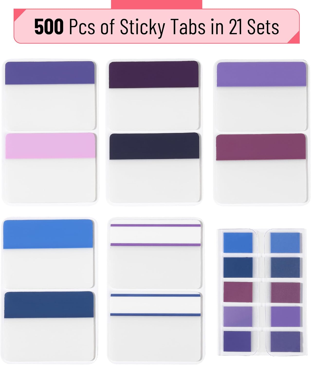 Mr. Pen- Colorful Index Tabs, 500 Pcs, 21 Sets - Sticky Page Markers for Binders, Books & Notebooks