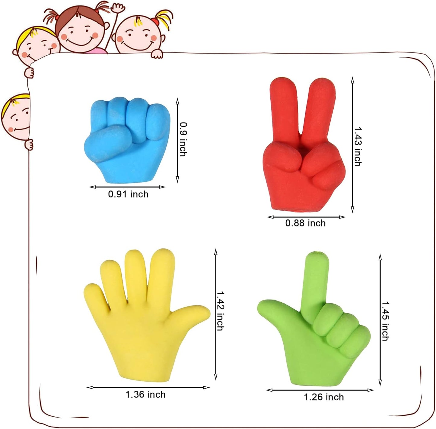 36 Pcs Pencil Top Erasers Fun Eraser Toppers for Kids, Bulk Cute Rock Paper Scissors Eraser Caps, 4 Colors