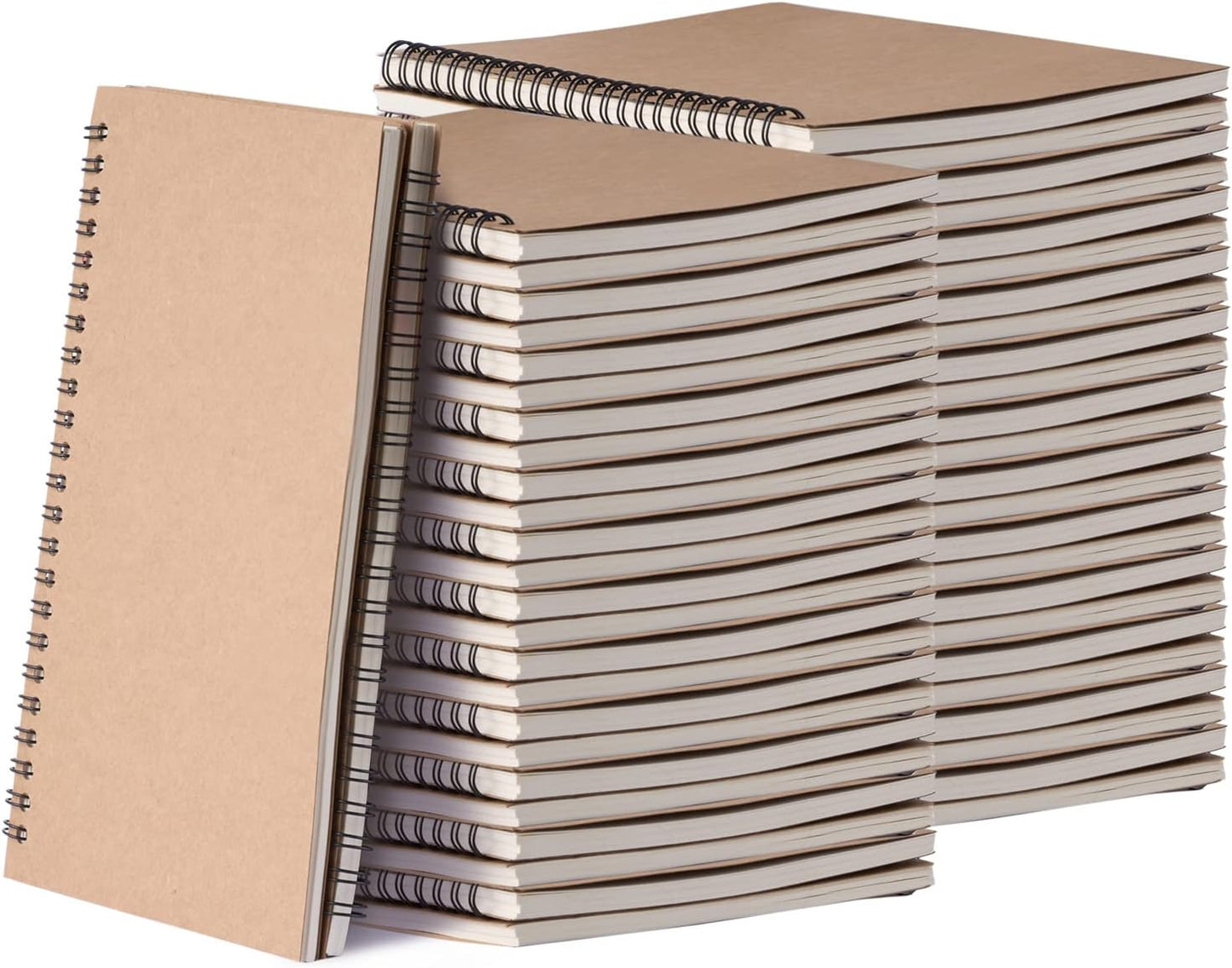 48 Pack A5 Spiral Notebook College Ruled Spiral Notebook Bulk Inches Hardcover Kraft Notebooks Lined Travel Writing Notebooks Journal Notepad for Office School Supplies, 100 Pages, 8.3 x 5.5 Inches