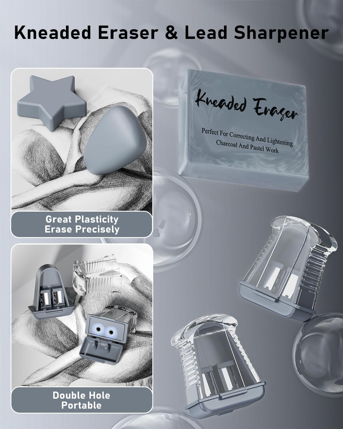 Four Candies 25PCS Art Mechanical Pencil Set with Case, 3PCS Metal Artist Lead Pencil 0.5, 0.7, 0.9 mm & 3PCS 2mm Holder (HB 2H 2B 4B Color) with 432PCS Graphite Lead Refills for Drawing Sketching