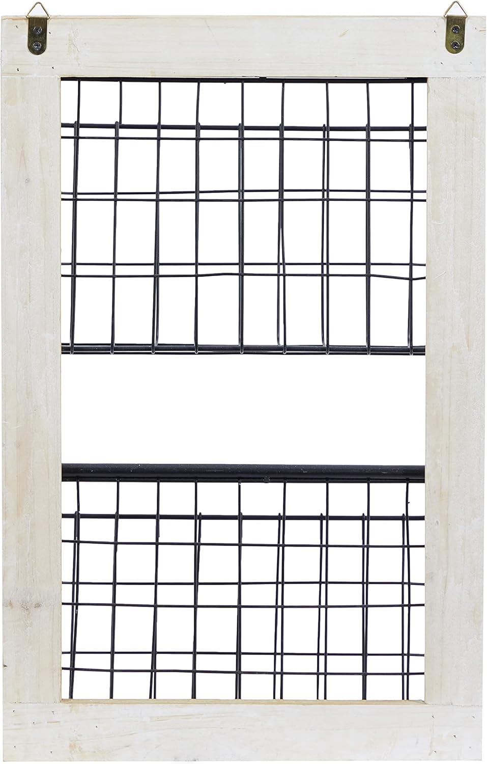 Deco 79 Metal Rectangle Magazine Rack Holder with Suspended Baskets, 14" x 4" x 22", Black, 22"H