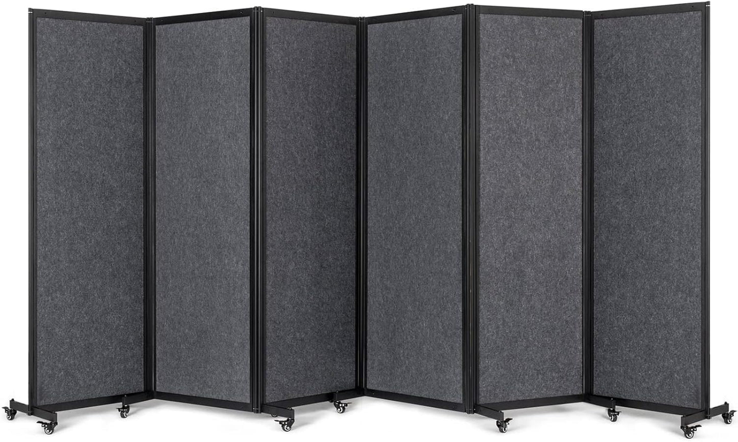 Room Partition,Office Divider,Portable Commercial Screen Dividers,Privacy Partition Separator,Classroom School Dividers, 12'7"L* 6'7"H,6 Panel,Grey